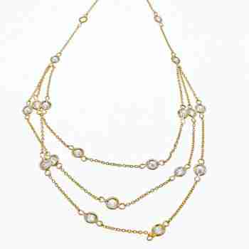Sky Jewelry Серебряное ожерелье в позолоте с фианитами  Наслаждение