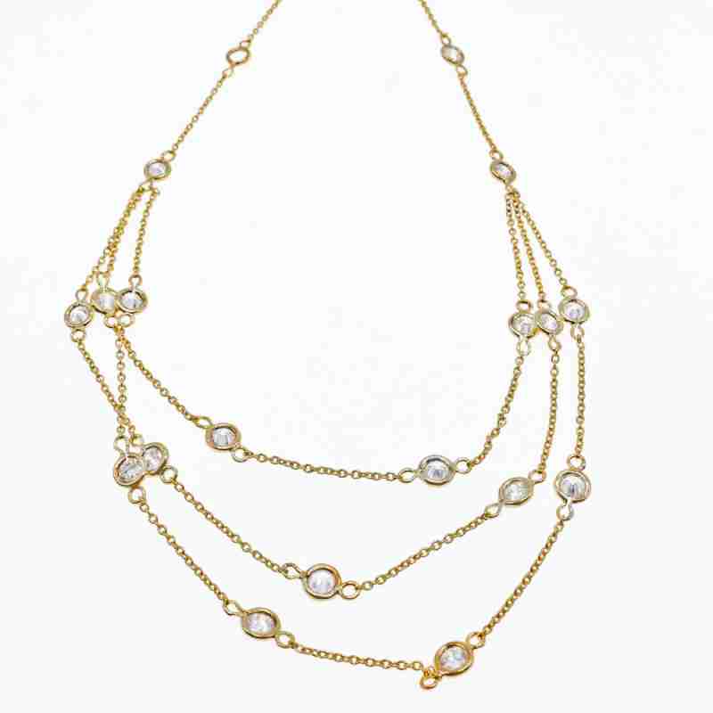 Sky Jewelry Серебряное ожерелье в позолоте с фианитами  Наслаждение