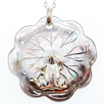 Sky Jewelry Серебряная цепочка с кулоном камень галиотис  Жабка