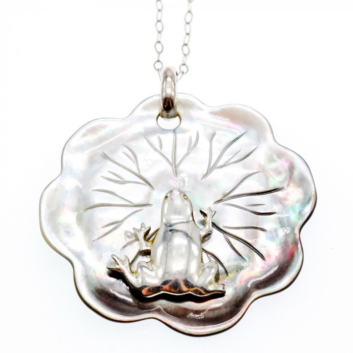 Sky Jewelry Серебряная цепочка с кулоном камень галиотис  Жабка