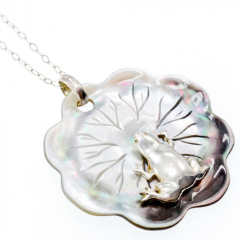 Sky Jewelry Серебряная цепочка с кулоном камень галиотис  Жабка