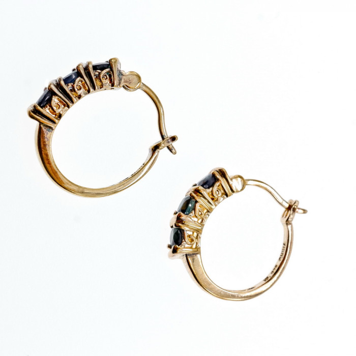 Sky Jewelry Серебряные серьги в позолоте с сапфирами  Мечта