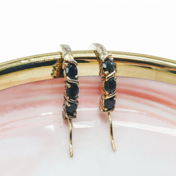 Sky Jewelry Серебряные серьги в позолоте с сапфирами  Мечта