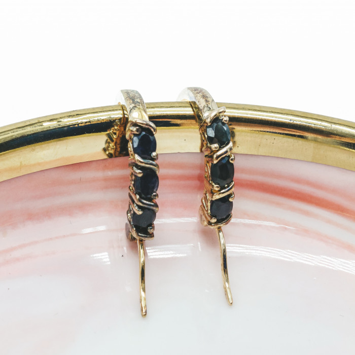 Sky Jewelry Серебряные серьги в позолоте с сапфирами  Мечта