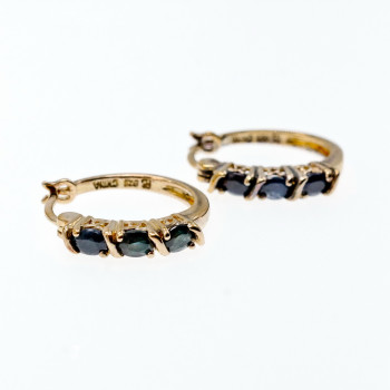 Sky Jewelry Серебряные серьги в позолоте с сапфирами  Мечта