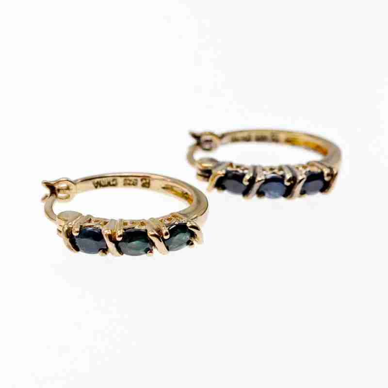 Sky Jewelry Серебряные серьги в позолоте с сапфирами  Мечта