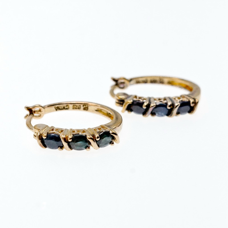 Sky Jewelry Серебряные серьги в позолоте с сапфирами  Мечта