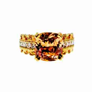 Sky Jewelry Серебряное кольцо в позолоте с гелиодором и фианитами   Желание