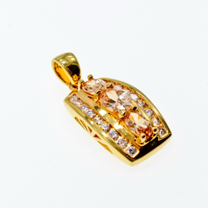 Sky Jewelry Серебряный кулон в позолоте с гелиодором и фианитами   Грация