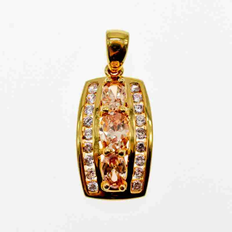 Sky Jewelry Серебряный кулон в позолоте с гелиодором и фианитами   Грация