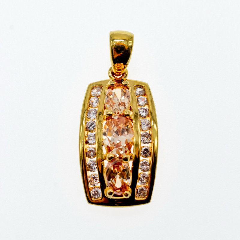 Sky Jewelry Серебряный кулон в позолоте с гелиодором и фианитами   Грация