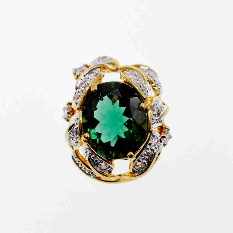 Sky Jewelry Серебряный кулон в позолоте с изумрудом и фианитами