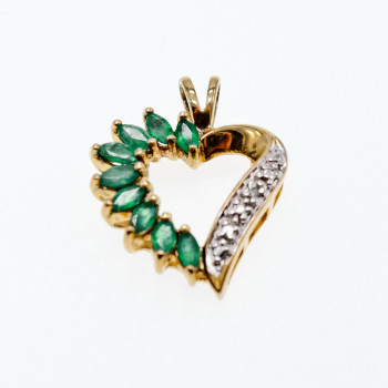 Sky Jewelry Серебряный кулон в позолоте с изумрудами  Сердце