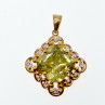 Sky Jewelry Серебряный кулон в позолоте с хризолитом и фианитами