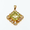 Sky Jewelry Серебряный кулон в позолоте с хризолитом и фианитами