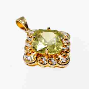 Sky Jewelry Серебряный кулон в позолоте с хризолитом и фианитами