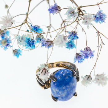 Sky Jewelry Серебряное кольцо с камнем ларимар   Винтаж