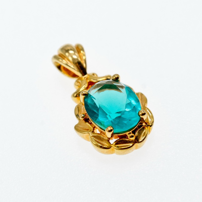 Sky Jewelry Серебряный кулон в позолоте с аквамарином   Океан