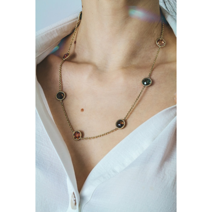 Sky Jewelry Серебряное ожерелье в позолоте с ювелирным стеклом  Стиль