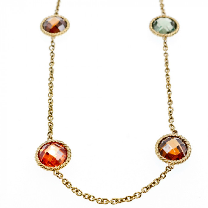 Sky Jewelry Серебряное ожерелье в позолоте с ювелирным стеклом  Стиль