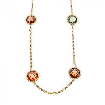 Sky Jewelry Серебряное ожерелье в позолоте с ювелирным стеклом  Стиль