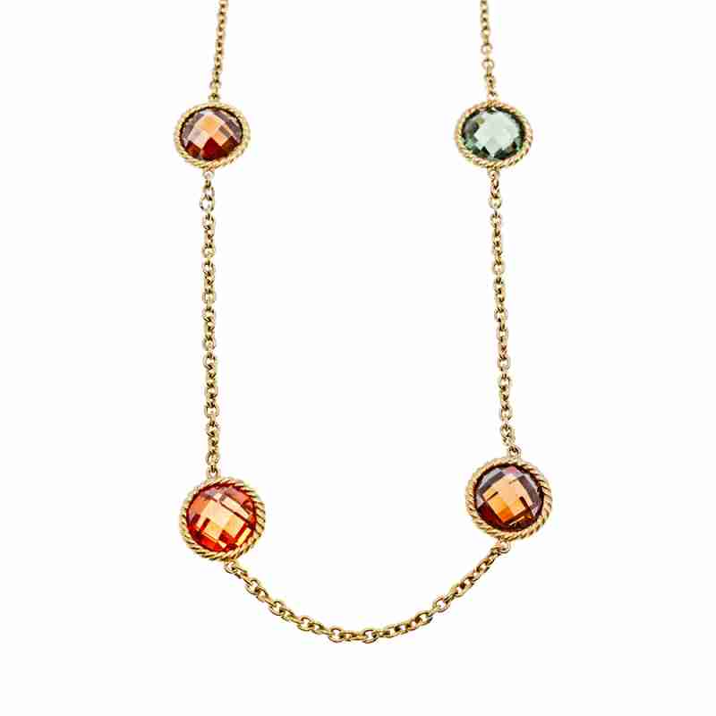Sky Jewelry Серебряное ожерелье в позолоте с ювелирным стеклом  Стиль