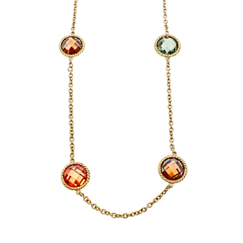 Sky Jewelry Серебряное ожерелье в позолоте с ювелирным стеклом  Стиль