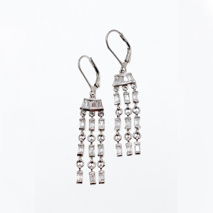 Sky Jewelry Серебряные серьги с фианитами  Вечеринка