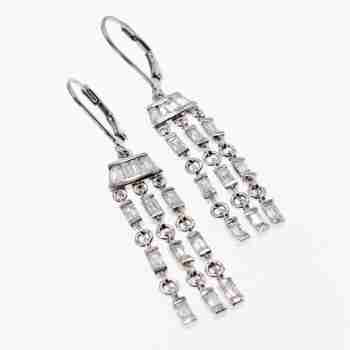 Sky Jewelry Серебряные серьги с фианитами  Вечеринка