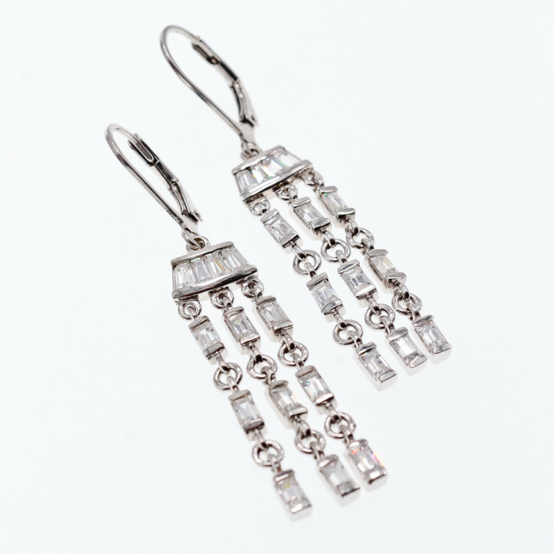 Sky Jewelry Серебряные серьги с фианитами  Вечеринка