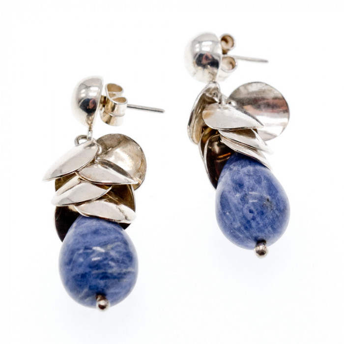 Sky Jewelry Серебряные серьги с камнем Содалит