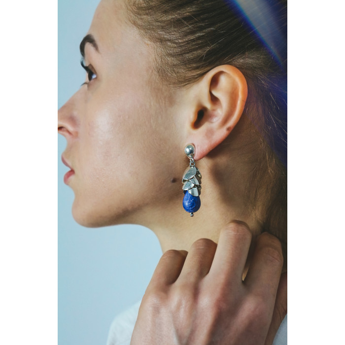 Sky Jewelry Серебряные серьги с камнем Содалит