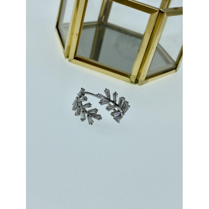 Sky Jewelry Серебряное кольцо с фианитами Листва