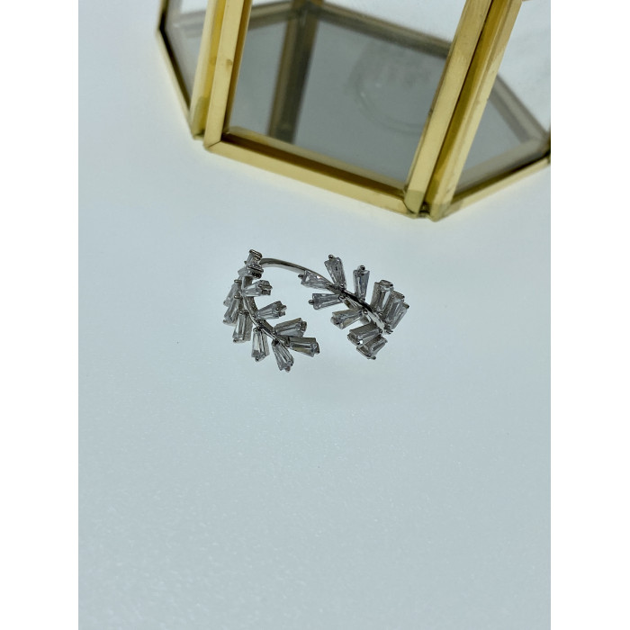 Sky Jewelry Серебряное кольцо с фианитами Листва