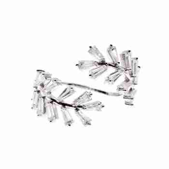 Sky Jewelry Серебряное кольцо с фианитами Листва