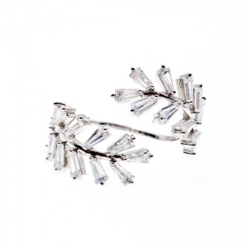 Sky Jewelry Серебряное кольцо с фианитами Листва