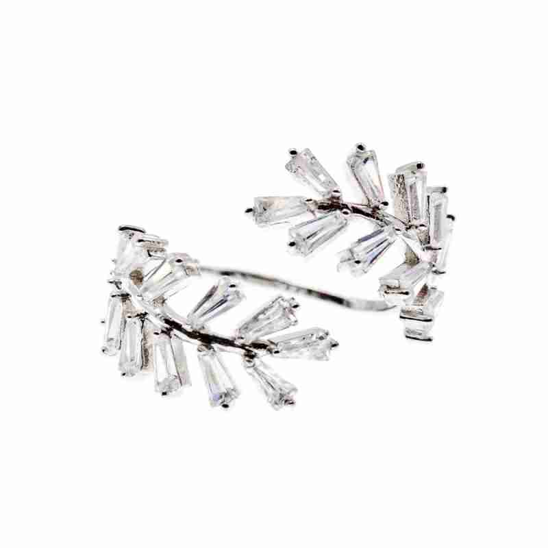 Sky Jewelry Серебряное кольцо с фианитами Листва