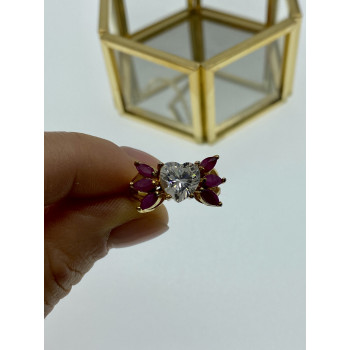 Sky Jewelry Серебряное кольцо в позолоте со шпинелью и фианитом  Сердце