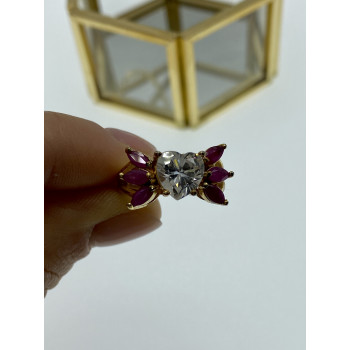 Sky Jewelry Серебряное кольцо в позолоте со шпинелью и фианитом  Сердце