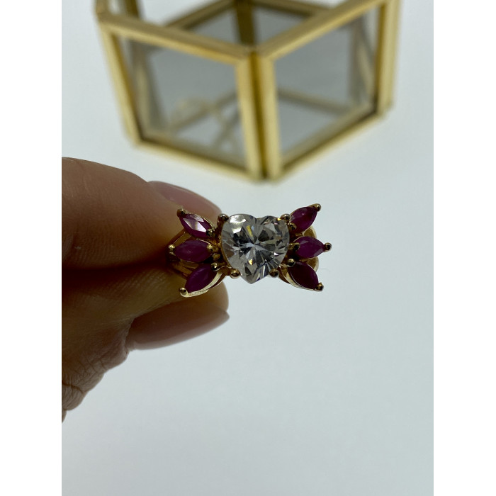 Sky Jewelry Серебряное кольцо в позолоте со шпинелью и фианитом  Сердце