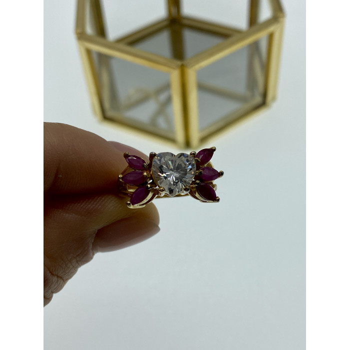 Sky Jewelry Серебряное кольцо в позолоте со шпинелью и фианитом  Сердце