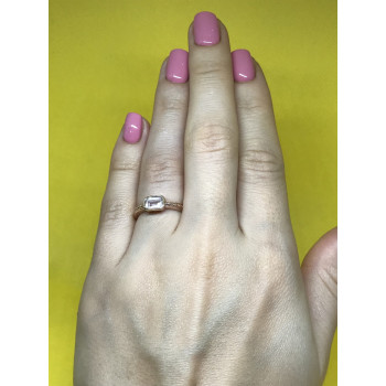 Sky Jewelry Серебряное кольцо 925 пробы в розовой позолоте с фианитом