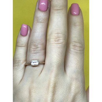 Sky Jewelry Серебряное кольцо 925 пробы в розовой позолоте с фианитом