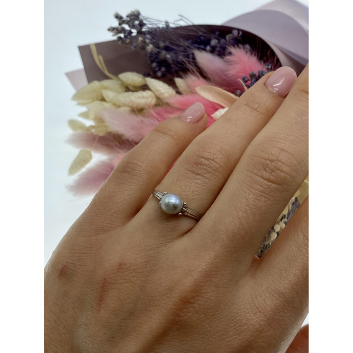 Sky Jewelry Серебряное кольцо с жемчугом  Классика
