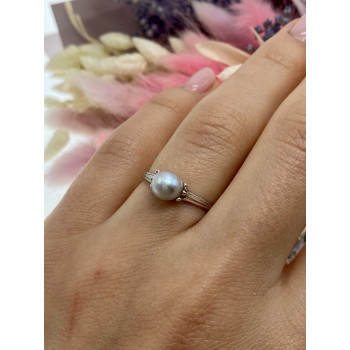 Sky Jewelry Серебряное кольцо с жемчугом  Классика