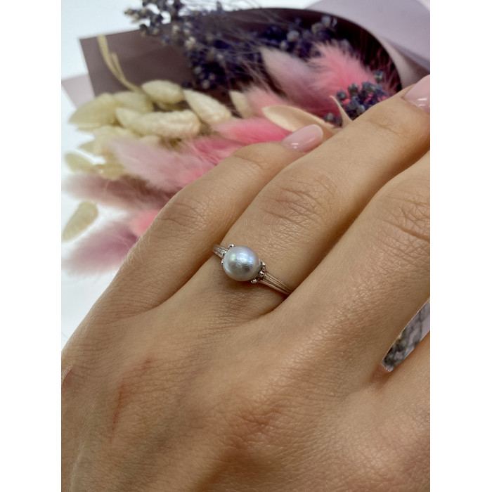 Sky Jewelry Серебряное кольцо с жемчугом  Классика