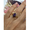Sky Jewelry Серебряное кольцо в позолоте с аметистом и фианитами  Маркиз