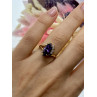 Sky Jewelry Серебряное кольцо в позолоте с аметистом и фианитами  Маркиз