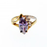 Sky Jewelry Серебряное кольцо в позолоте с аметистом и фианитами  Маркиз