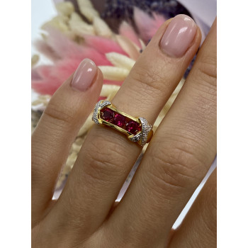 Sky Jewelry Серебряное кольцо в позолоте с топазами  Блеск